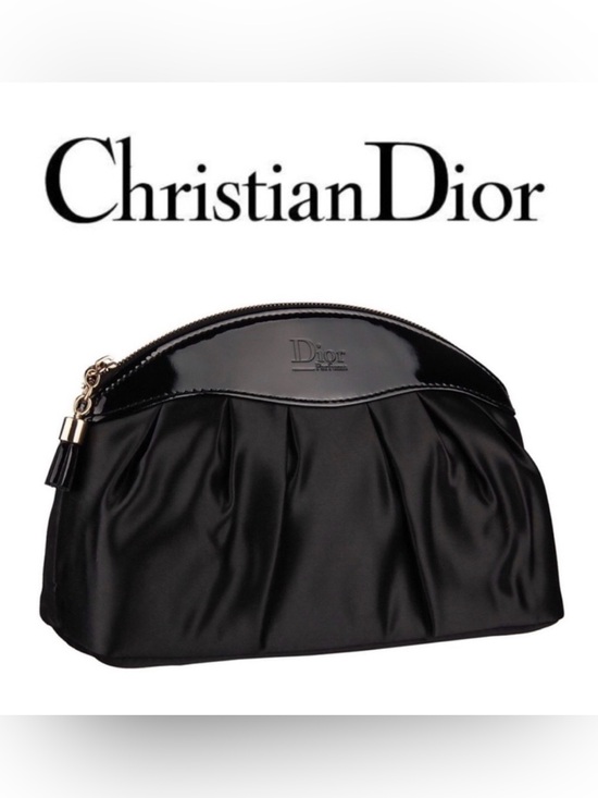 Dior Handbags - Dior Black Satin and Patent Cosmetic Pouch